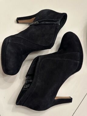 Clarks Black Suede Side-Zip Ankle Booties